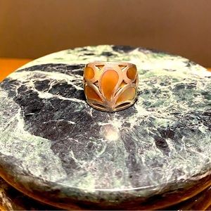 Sterling silver and mother of pearl ring.